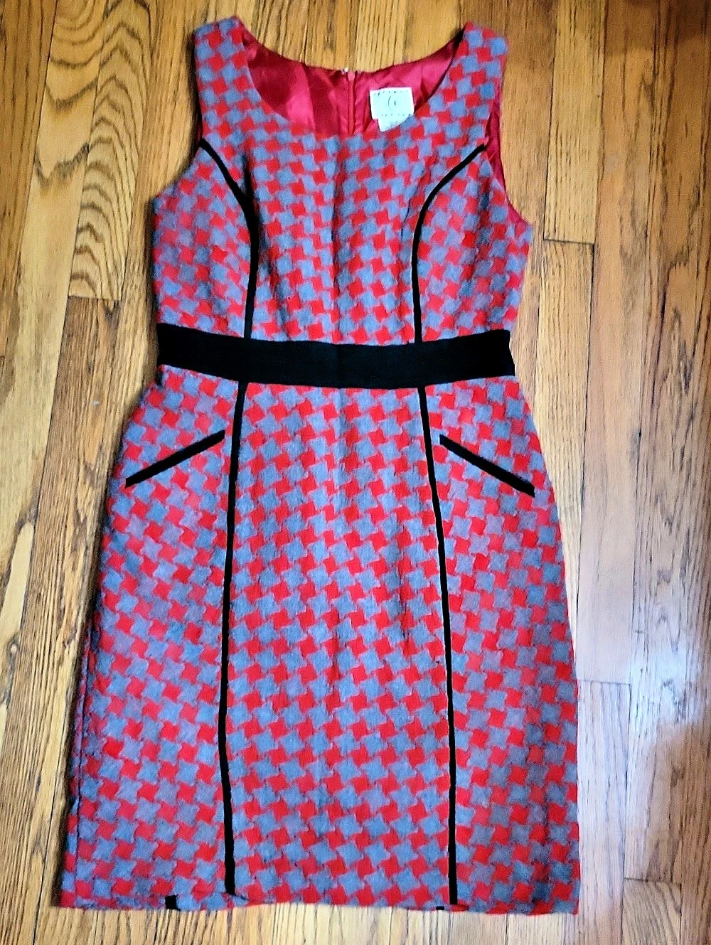 I.C.E. Geometric Mini Dress in Red & Black Size 10